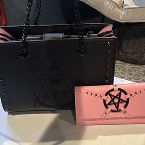 Edgy Black and Pink Shoulder Bag